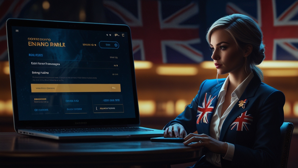 UK player viewing a regional casino login page on a laptop in a dark neon room